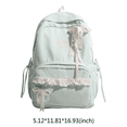 thumbnail image 2 of Aesthetic School Backpack with Lace Bow, Lace Trim School Backpack with Side Bowknot, Lightweight Computer Bag for Middle School College, Blue, 2 of 8