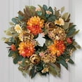 thumbnail image 4 of Fall Wreaths for Front Door - 20 Inch Autumn Wreath with Orange Hydrangea, Peony & Dahlia Flowers, Harvest Thanksgiving Decor for Indoor Outdoor Home, Large Seasonal Door Decorations, 4 of 9