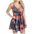 thumbnail image 1 of IROINNID Sundress For Women Fashion Sleeveless Ladies Ruffles Bandage Floral Print Camis Mini Dress V-Neck Short Dress, 1 of 6