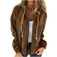 thumbnail image 3 of Miluxas Zip up Hoodies for Women Long Sleeve Loose Hooded Coat Casual Loose Fit Warm Outerwear Fall Winter Jackets Coffee L(L), 3 of 7