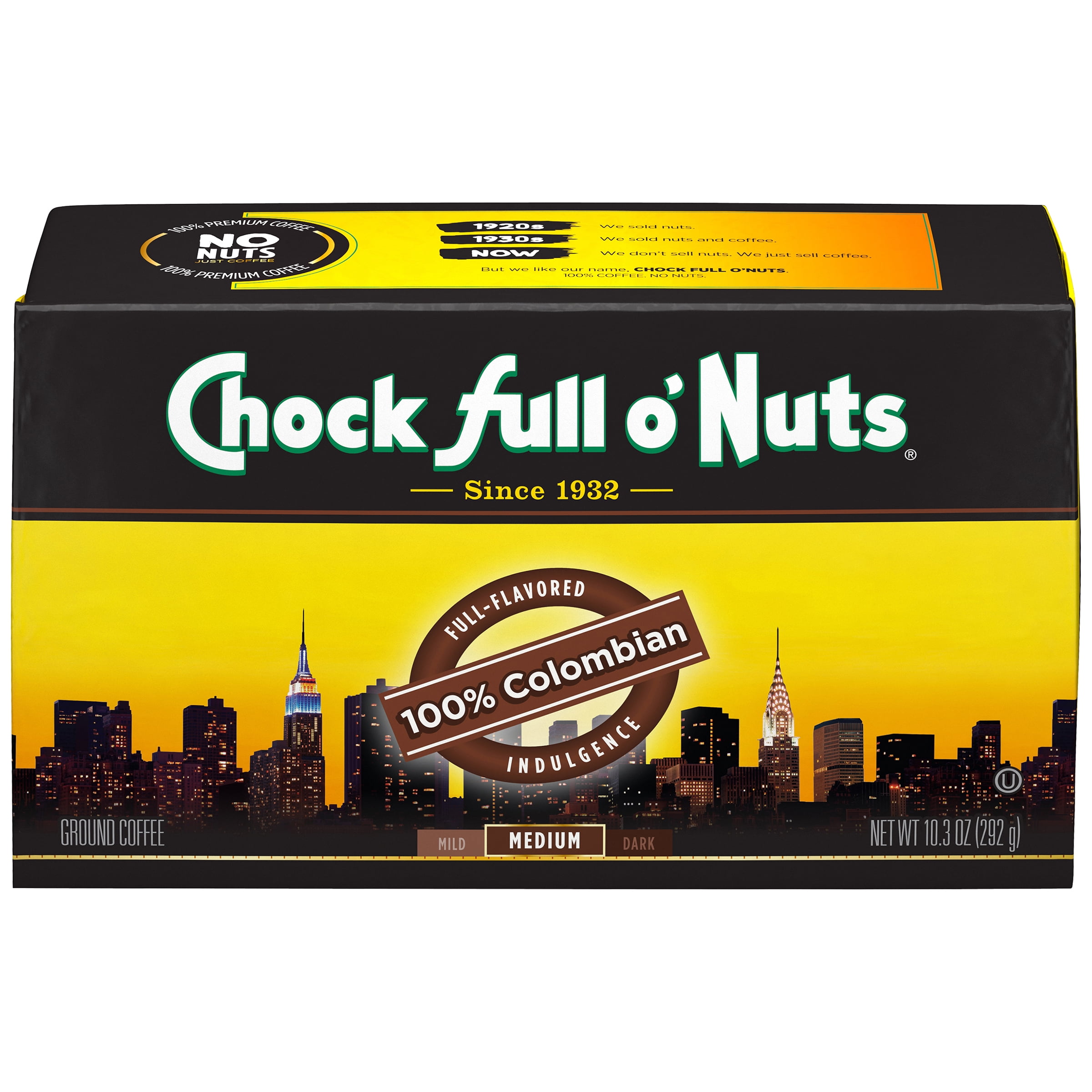 Chock full o'Nuts 100% Colombian Ground Coffee, 10.3 oz. Brick