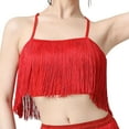 thumbnail image 6 of fenteer Women Tassels Fringe Dance Top Belly Dance Top for Club Masquerade Carnivals Red Color L, 6 of 8