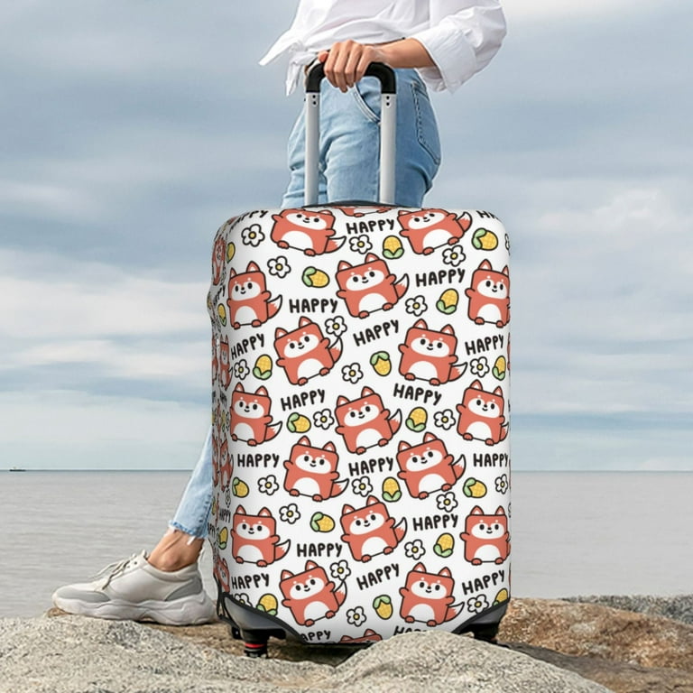 Susaid Happy Foxy Faces Print Elastic Washable Suitcase Cover with