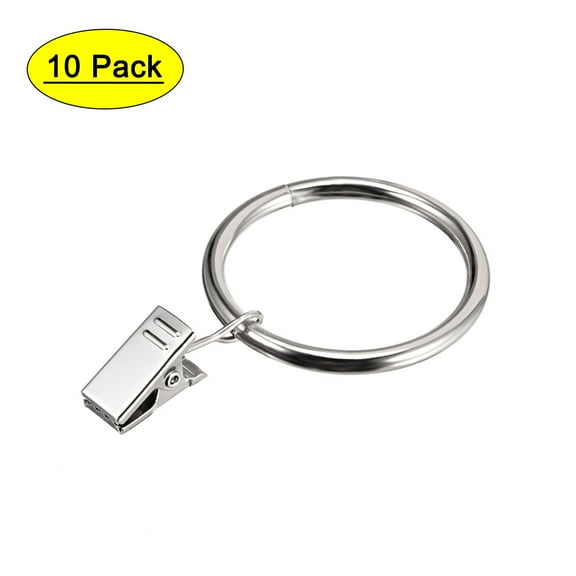 Uxcell 1.5" Inner Dia Curtain Clip Rings Metal Chrome Plated 10 Pack