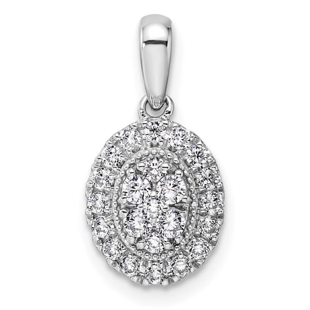 Diamond2Deal 14K White Gold 3/8 carat Lab Grown Diamond VS/SI Oval Halo Pendant