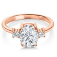 thumbnail image 2 of Gem Stone King 925 Sterling Silver CZ Simulated Diamond 3 Stone Engagement Ring for Women (3.15 Cttw, Oval 9X7MM, Round 2.5MM, Available in Size 5,6,7,8,9), 2 of 5
