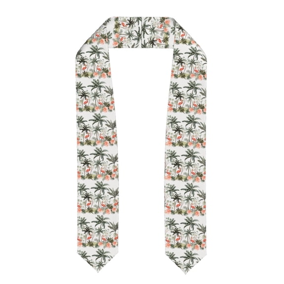 Fuzoiu Flamingo Palm Trees Print Graduation Sash,Graduation Stole,Unisex Adult Graduation Stole Shawl 91" Long,for Academic Commencements Shawl-Flattened