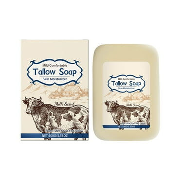 Beef Tallow Soap, 100% Pure Natural Tallow Balm Soap Bar for Face and Body, Moisturizes Soothes Hydrates Tallow Soap for All Skin Types, 100g