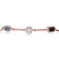 thumbnail image 2 of Gem Stone King 18K Rose Gold Plated Silver Bracelet Persian Blue Moissanite Lab Grown Diamond (1.51 Cttw), 2 of 3