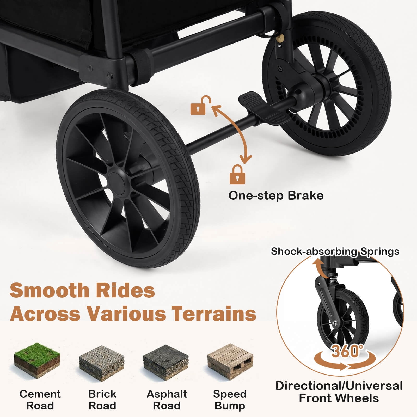 Infans Foldable Wagon Stroller for 2 Kids, Double Seater Toddler Stroller w/ Canopy