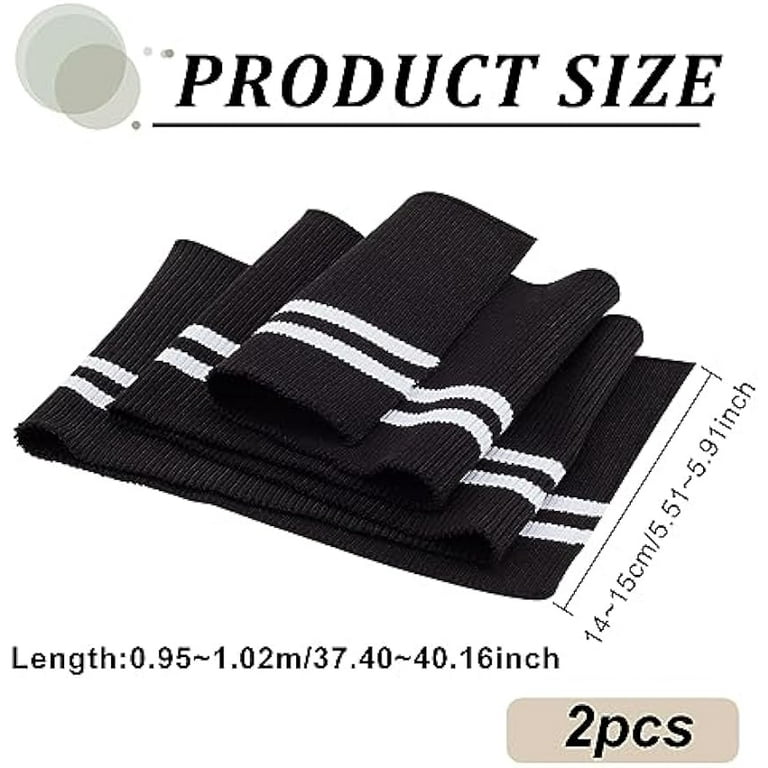 2Pcs Elastic Fiber Ribbing Fabric Black Stripes Pattern Knitted