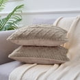 thumbnail image 2 of REGALWOVEN Set of 2 Decorative Throw Pillow Covers Faux Fur Throw Pillow Covers for Sofa Camel 18" x 18", 2 of 5