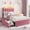 Purple, variant on IdealHouse LED Twin Size Bed Frame with Storage Headboard, Boucle Upholstered Platform Bed for Girls, 2 Drawers & Bookcase, No Box Spring Needed, Dark Pink