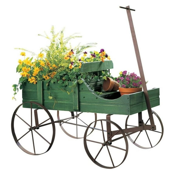 Amish Wagon Decorative Indoor/Outdoor Garden Backyard Planter, Green