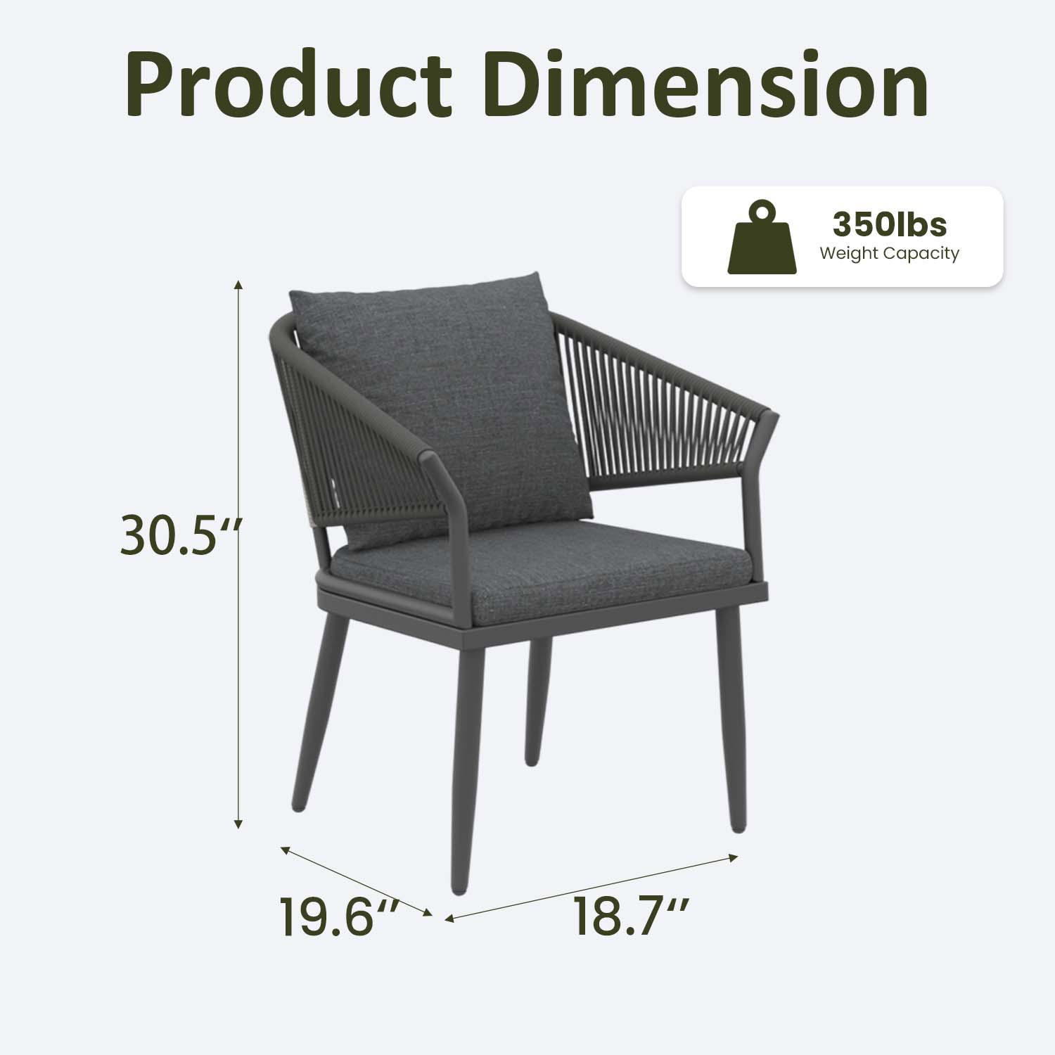 LayinSun Outdoor Dining Chairs Set of 2, 2 Pieces All-Weather Wicker Patio Chair for Patio, Deck, Proch with Soft Cushions and Armrests