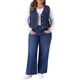 thumbnail image 2 of Chaleco de mezclilla sin mangas de mujer plus size Agnes Orinda, con botones, cuello en V, casual, talla 4X, azul oscuro, 2 of 6
