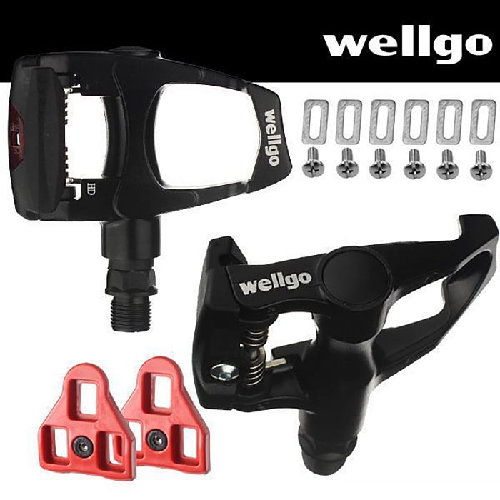 wellgo bike look delta compatible indoor cycling & road bike bicycle pedal set