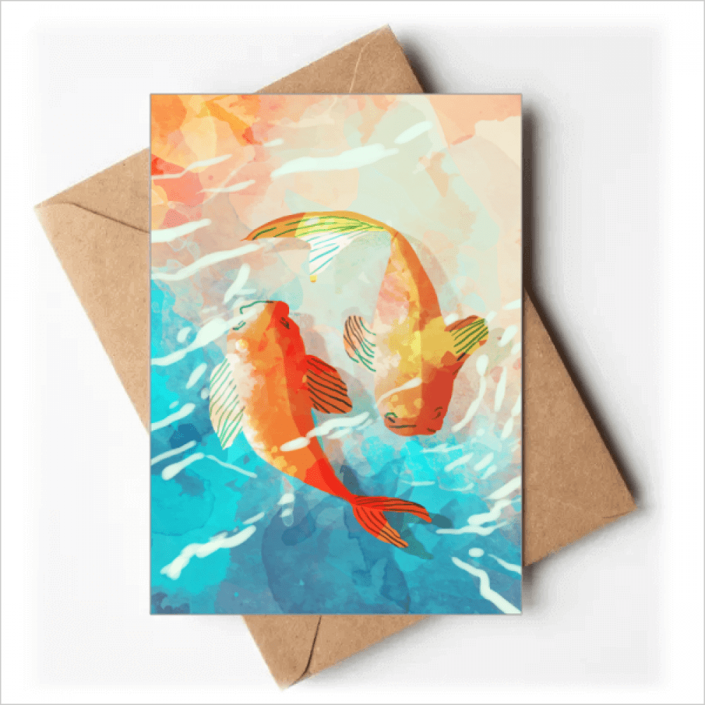 Red Koi Fishes Watercolor Japan Style Greeting Cards You are Invited Invitations