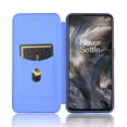 thumbnail image 5 of Dteck Folio Case For OnePlus Nord with Portable Stand, Magnetic Adsorption Closure Slim Fit Carbon Fiber Plastic Flip Case TPU Inner Protective Cover Compatible With OnePlus Nord, Blue, 5 of 8