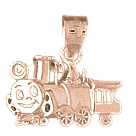 14K Rose Gold Train Engine Locomotive Pendant - 17 mm