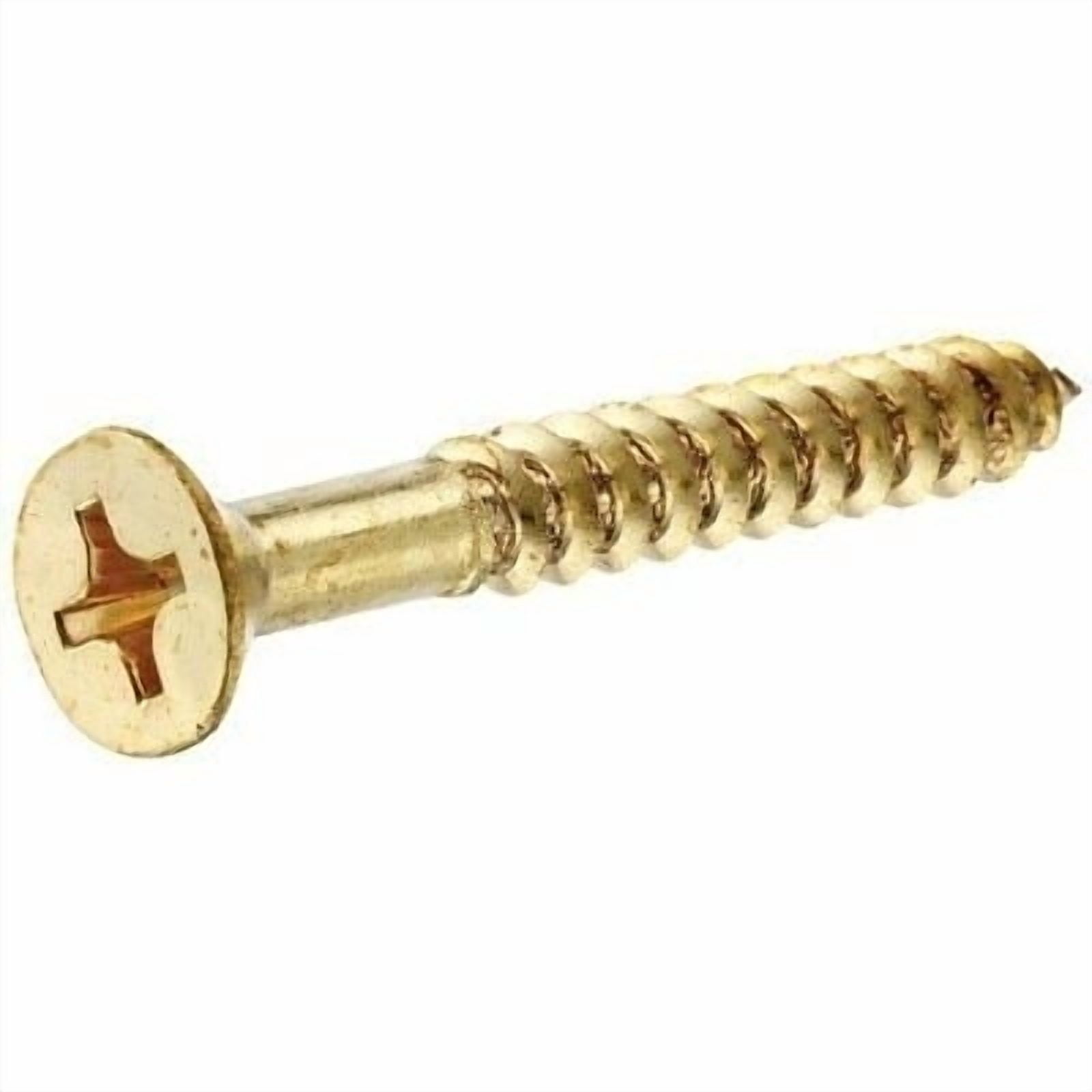 Hillman Wood Screws No. 10 X 1-1/2 " Phillips Brass Flat Head Pack of 10