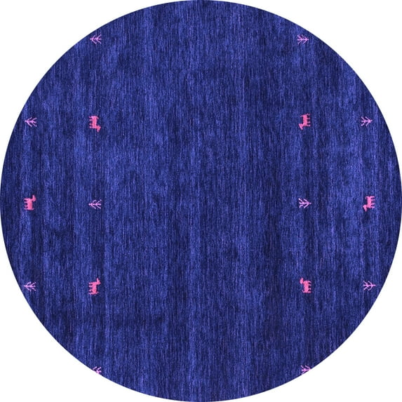 Ahgly Company Indoor Round Abstract Purple Contemporary Area Rugs, 3' Round