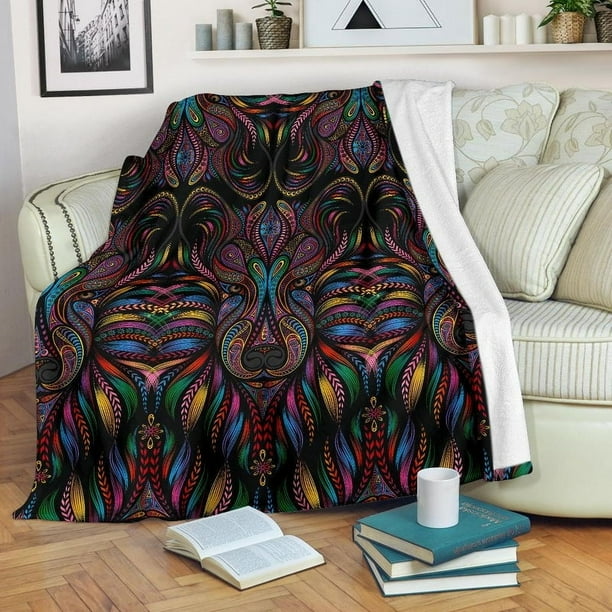 Manta polar Art Wolf de colores