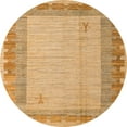 thumbnail image 1 of Ahgly Company Machine Washable Indoor Round Abstract Papaya Orange Area Rugs, 6' Round, 1 of 7