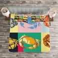 thumbnail image 3 of Ambesonne Pop Art Quilted Bedspread Set 3 Pcs, Composition of Crabs, King Size, Pale Yellow and Orange, 3 of 3