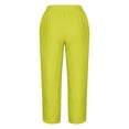 thumbnail image 4 of WIZUTIZ Wide Leg Pants Woman Retro Casual Loose Wide Leg Dress Pants Elastic Stretch High Rise Full Length Dress Pants Solid Asymmetrical Cropped Trousers for Lady Fitness Swimming Pool Yellow, 4 of 4