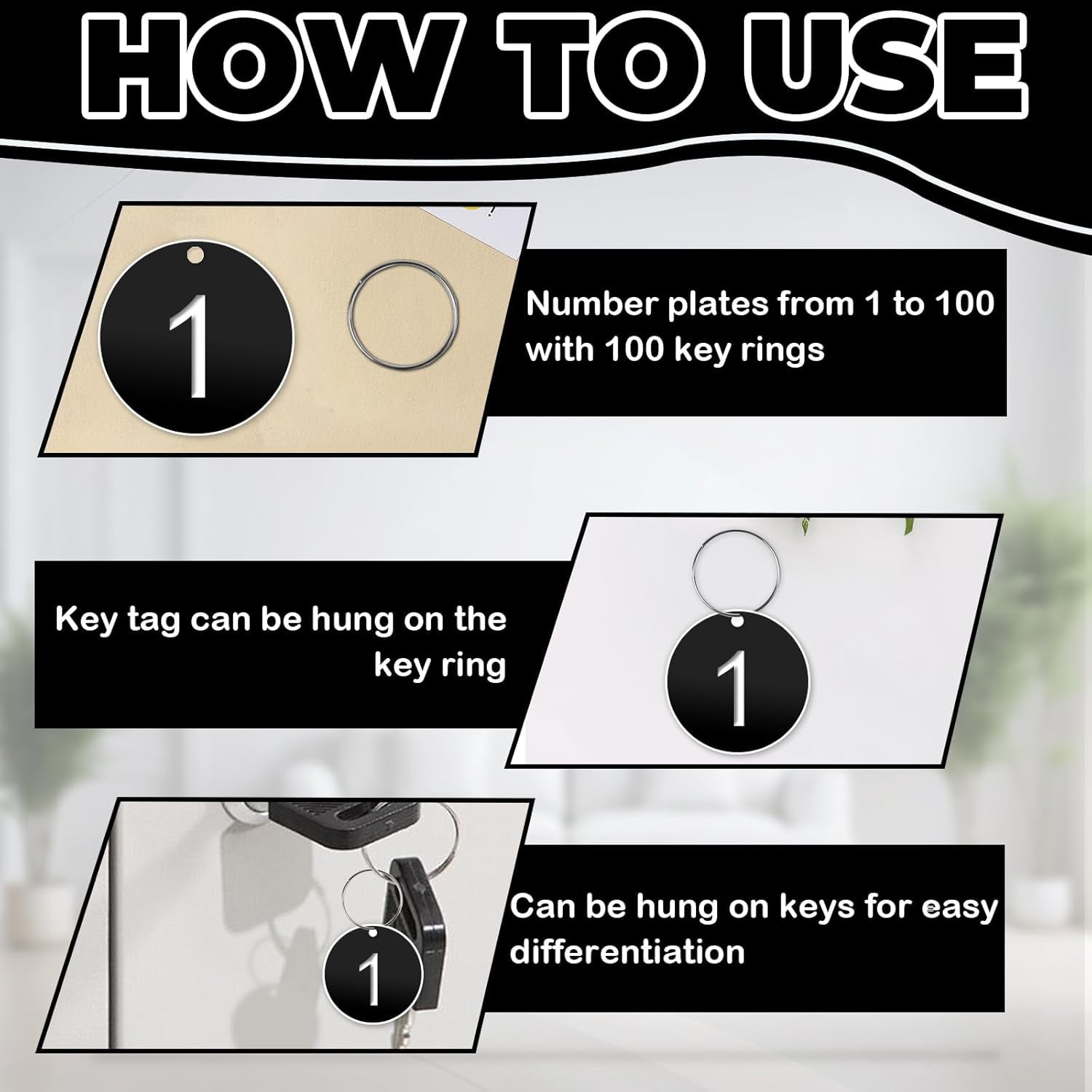CD4-1-100 Number Tags, 35mm Engraved Round Numbered Marking Identification Tags with Metal Rings for Organized Coded Key Box Cabinet Plant Coding Tag (Black)*04