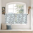 thumbnail image 2 of Natural Trees Branches Tier Curtains 24 Inch Length, Colored Birds Vintage Rustic Blue Cafe Short Curtains for Bathroom Over Sink, Small Kitchen Curtain Light Filtering Drapes 2 Panels 27.5"Wx24"L, 2 of 8
