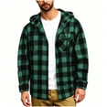 thumbnail image 4 of LEKWK Men's Hooded Flannel Shirt Jacket Plaid Button Down Shacket with Chest Pocket, Long Sleeve Casual Layering Top for Outdoor Work Camping Travel Daily Wear Green L, 4 of 5