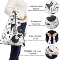 thumbnail image 5 of 5 Pack Foldable Shopping Bag,Black and White Halloween Doodle Pattern Reusable Grocery Bags with Pockets,Large Reusable Tote Bags with Handles Waterproof & Lightweight, 5 of 6