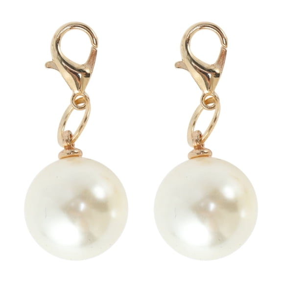 Unique Bargains 1 Pair Shoelace Charms Sparkly Round Pearl Pendant Decorative Shoe Clips Large Beige
