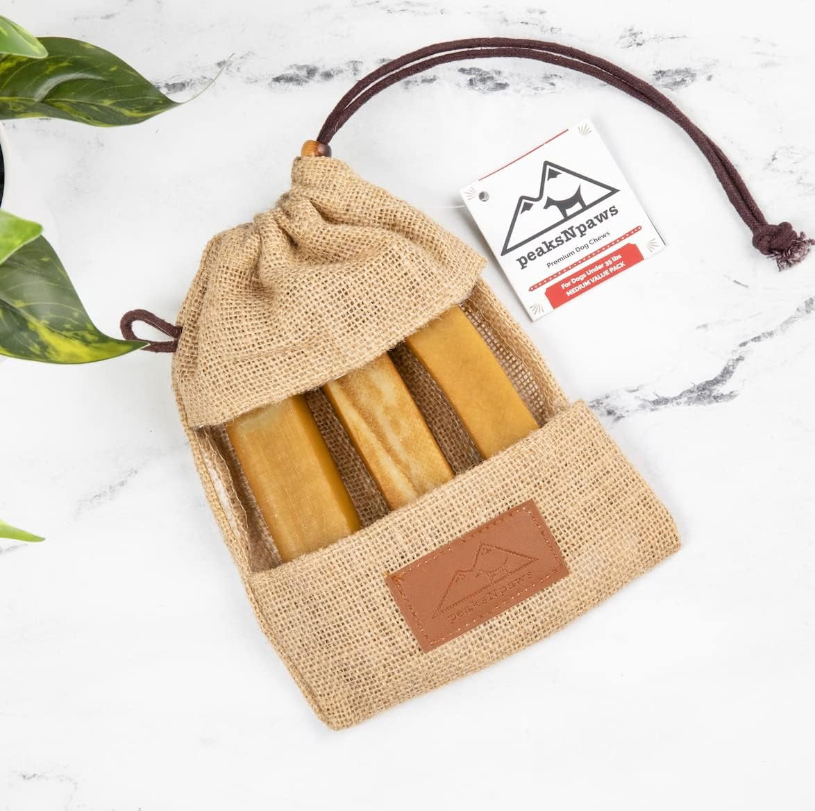 peaksNpaws: Yak Cheese Dog Treats - Natural Yak Chews from Himalayan Mountains - for Aggressive Chewers - Large, Value Pack 3 Chews - Grain Free, Lactose Free - Easily Digestible