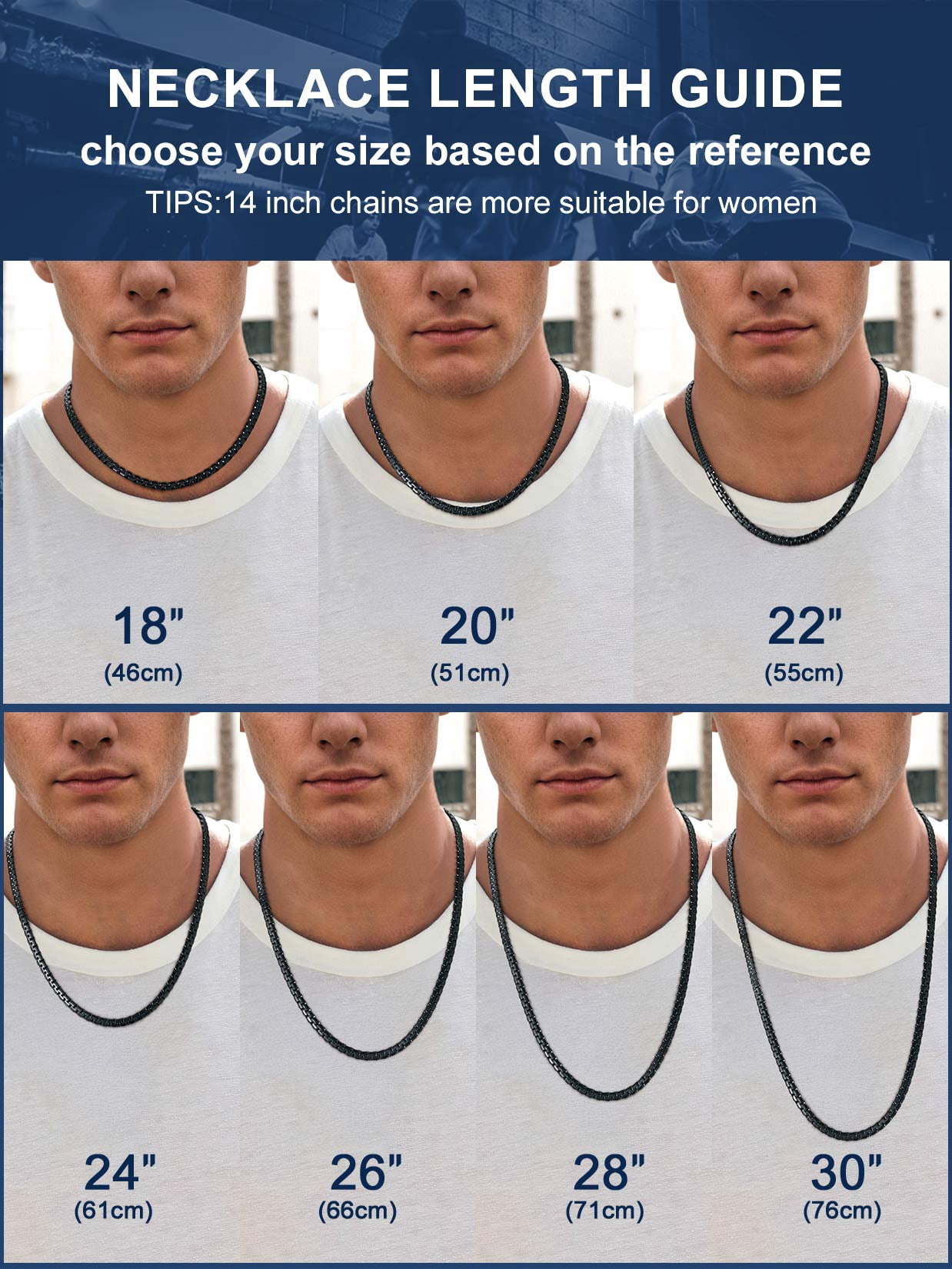 ChainsProMax Men Black Plated Stainless Steel Box Chain Necklace for Mens Gift 6mm 22" Jewelry Gift for Father