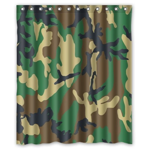 HelloDecor Forests Camo Military Army Camouflage Uniform Shower Curtain Polyester Fabric