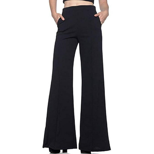Black Flare Pants Set - Women's Baggy Flare Pants - Casual Trousers -  XX-Large Size - Black Color 