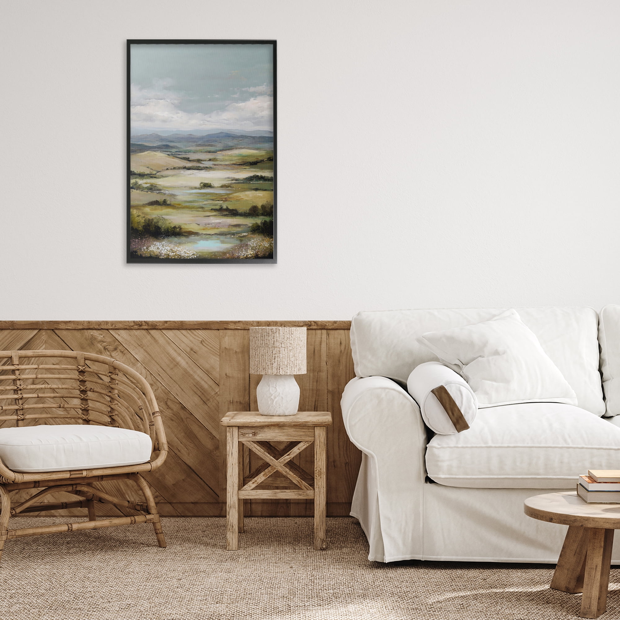 Stupell Industries Rolling Mountain Meadows Black Framed Giclee Art, design by Petal Prints Design