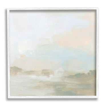 Stupell Industries Modern Neutral Landscape Abstract Painting White Framed Art Print Wall Art, Design by June Erica Vess