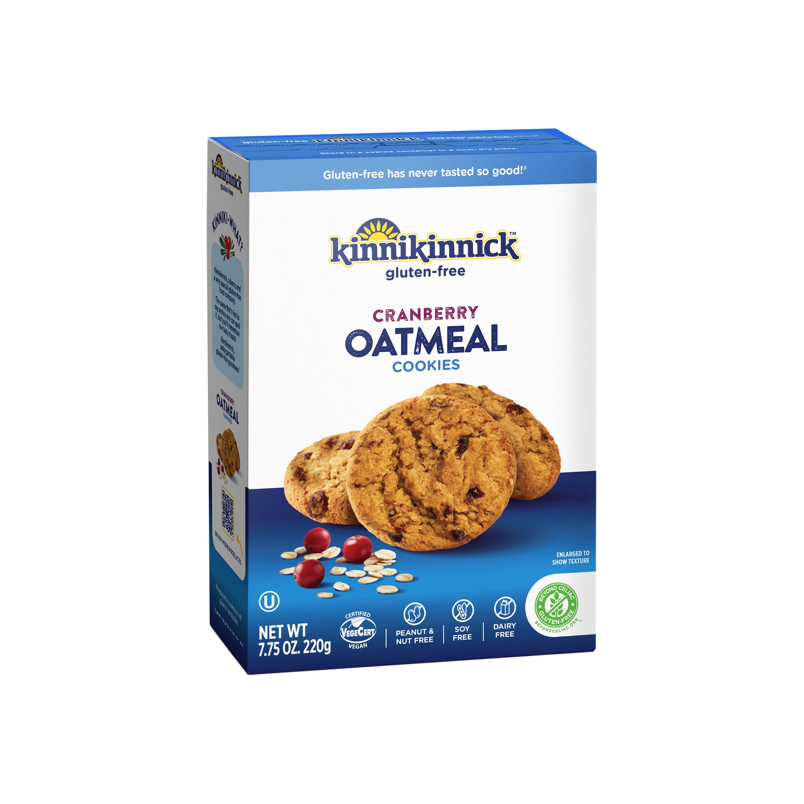 Kinnikinnick Gluten Free, Gluten Free Oatmeal Cranberry Cookies, 7.75oz