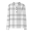 thumbnail image 3 of zbxnLI Womens Long Sleeve Shirts V Neck Button Tops Plaid Shirt Ladies Dressy Casual Blouse Trendy Work Clothes, 3 of 7