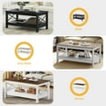 thumbnail image 4 of DWVO Farmhouse Coffee Table with Storage, 2-Tier Thicken Wood Accent Cocktail Center Table for Living Room, Brown, 4 of 6