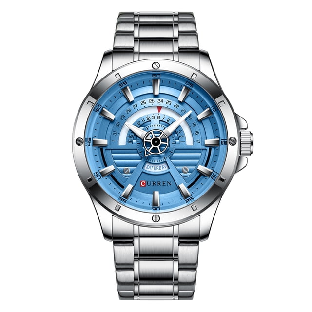 Mirar CURREN Reloj de cuarzo para hombre Reloj de pulsera de moda con correa de acero inoxidable Pantalla luminosa Relojes de vestir de 3 ATM CURREN Mirar