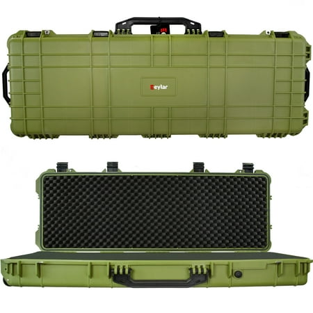 Eylar 38in Protective Roller Rifle Case Water and Shock Resistant w/ Foam Green