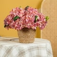 thumbnail image 4 of Nvzi 5Pcs 14.2In Brown Pink Artificial Hydrangea Silk Flowers Stem Fake Hydrangea Flowers for Wedding Home Garden Centerpiece, 4 of 4