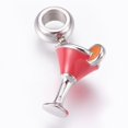 thumbnail image 2 of 1pc 304 Stainless Steel European Dangle Large Hole Pendants with Enamel Cup Crimson Stainless Steel color 25mm Hole: 4mm : 15x13x9mm, 2 of 2