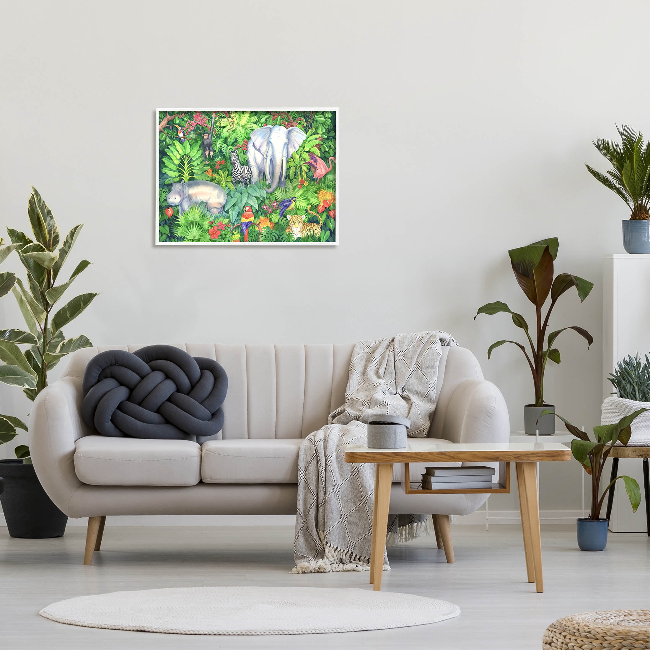 Stupell Industries Detailed Safari Animal Jungle Painting White Framed Art Print Wall Art, Design by Paul Brent