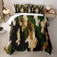 thumbnail image 2 of Castle Fairy Vintage Earth Camo Bed Spread Queen 3pcs,Abstract Painterly Blotch Queen Coverlet Set,Khaki Olive Black,1 Quilt and 2 Pillowcases, 2 of 7